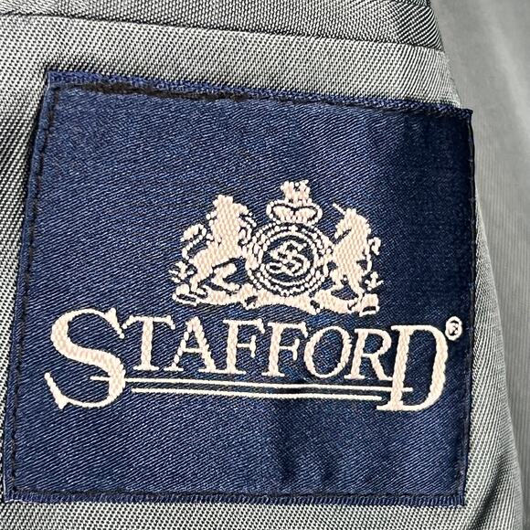 STAFFORD Men’s 46R Woven Wool Blend Navy Blue Sport Jacket Gold Crest Buttons - Picture 6 of 8